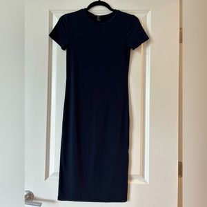 NAVY BLUE| Bodycon Short Sleeve Midi Dress| Size S